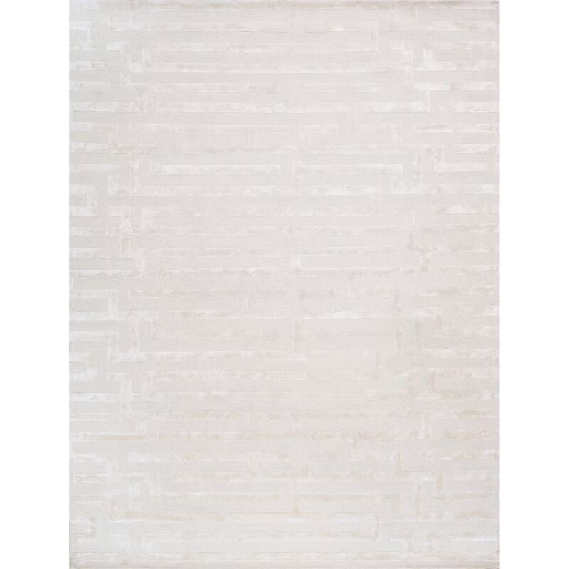 Pasargad Home Edgy Hand-Tufted Bsilk & Wool Area Rug - 5' 0" X  8' 0" - Ivory
