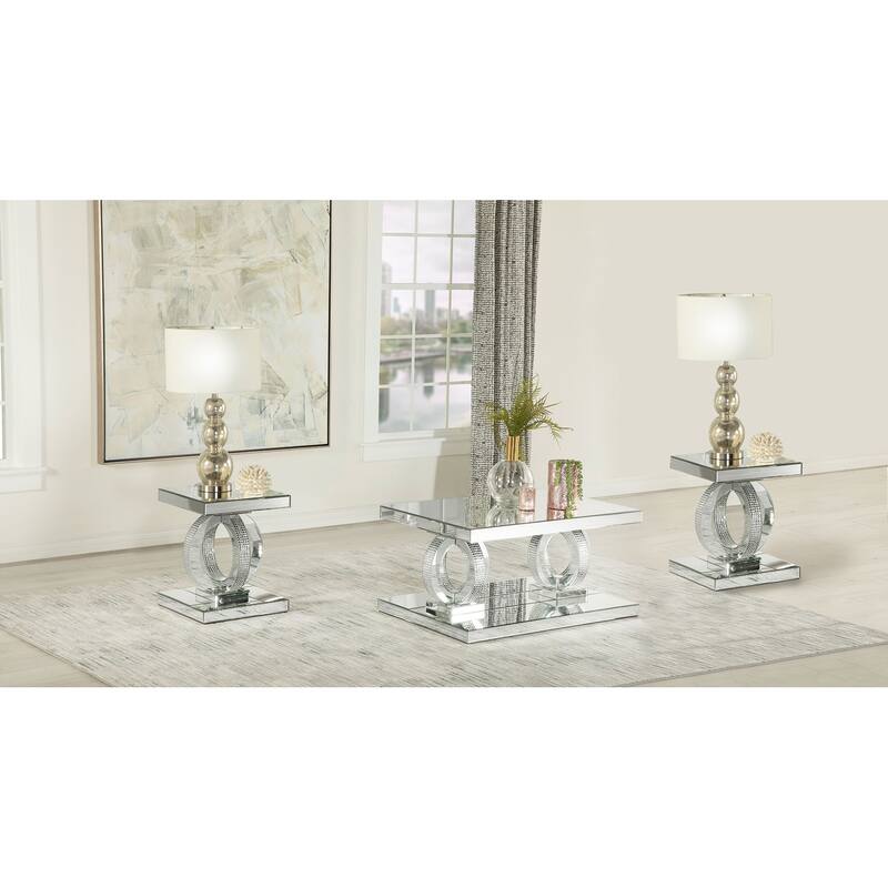 Breena Mirrored Coffee And End Table Set Silver - 3-piece set