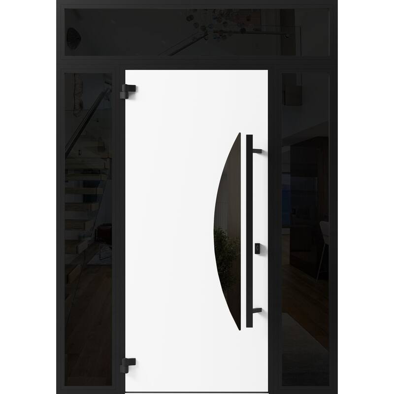 Front Exterior Prehung Steel Door Ronex 1077 Teak Entry Metal Painted W36xH80 Left hand Inswing