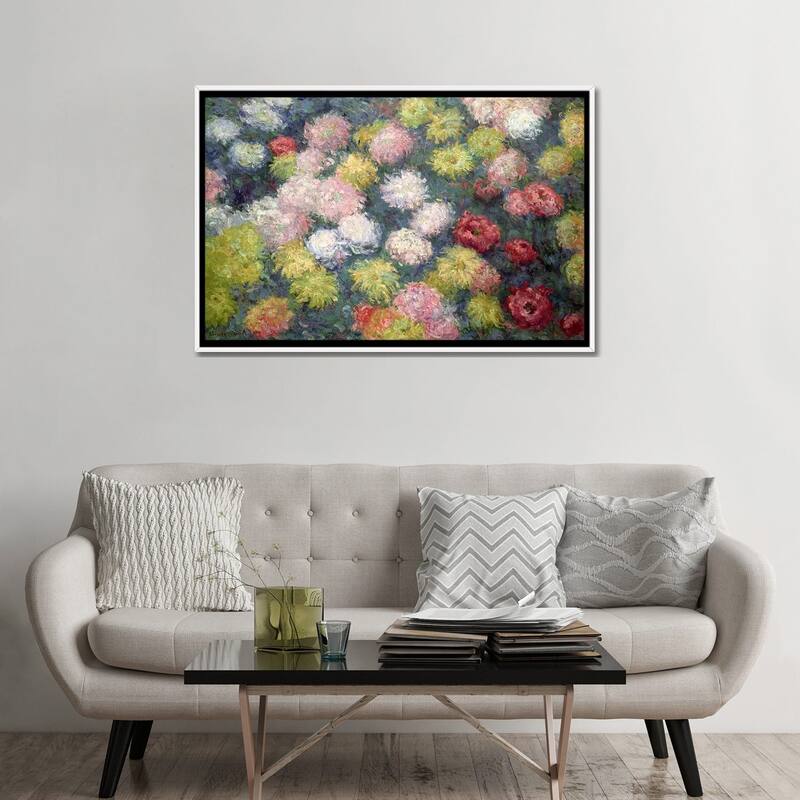 iCanvas "Chrysanthemums, 1897 " by Claude Monet Framed Canvas Print