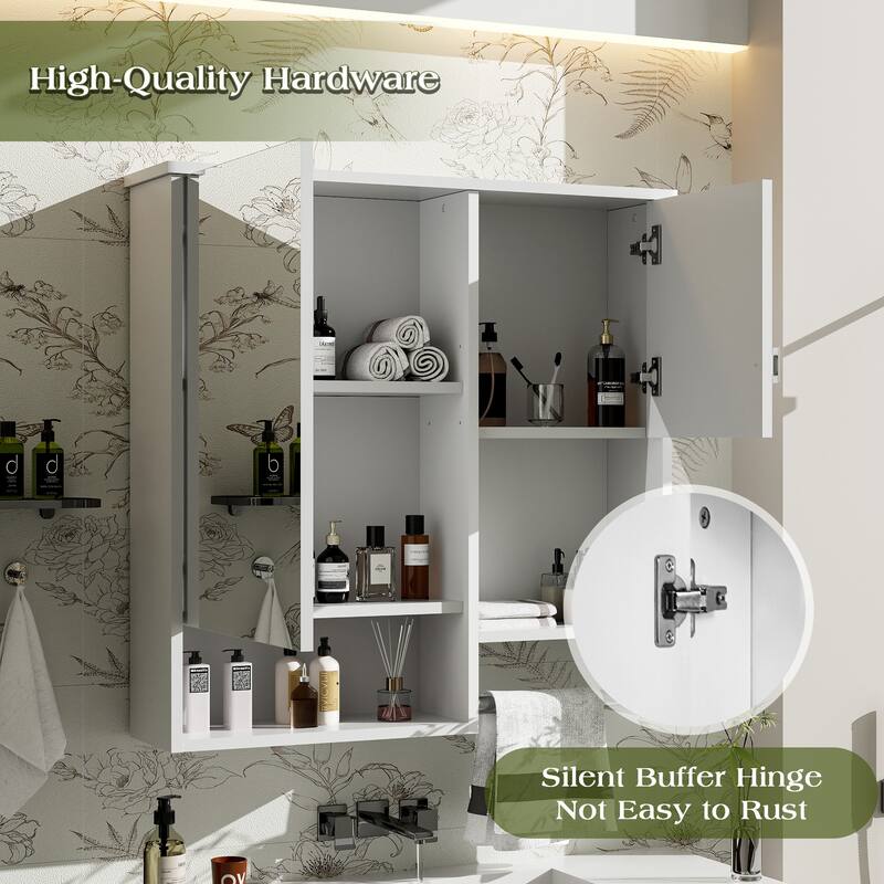 29'' x 28'' Modern Wall Mounted Bathroom Medicine Cabinet, Bathroom Wall Storage Cabinet with Mirror