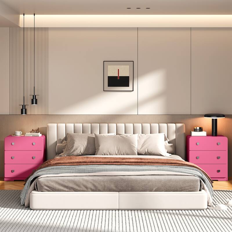 Painted 3-Drawer Nightstand for Bedroom