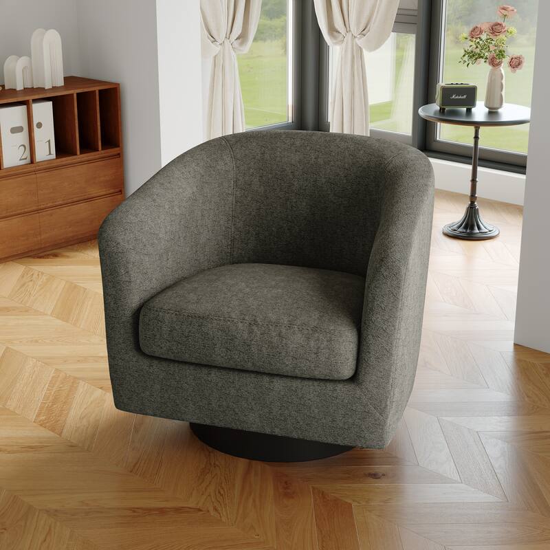 Modern Upholstered Barrel Chair Swivel Accent Chair for Living Room
