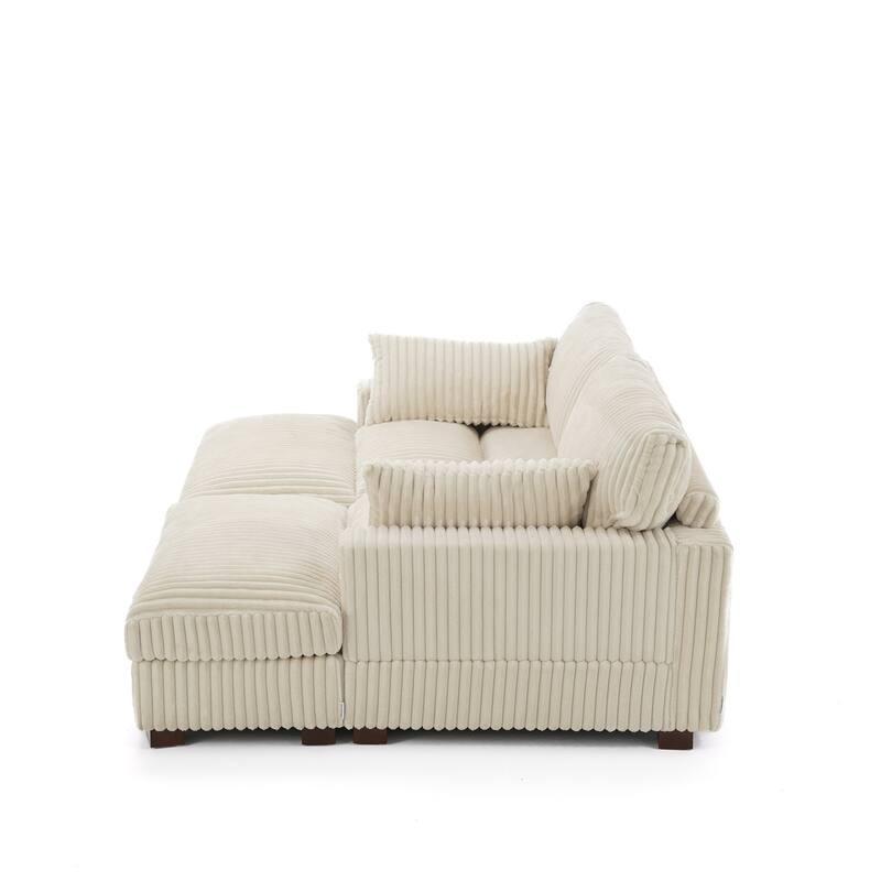 Modren Plush Oversized Modular Sectional Sofa Set with Chaise&Ottoman.