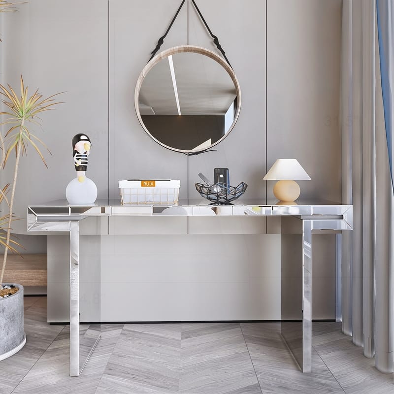 Luxurious Mirrored Console Table with Fluted Glass for Elegant Spaces