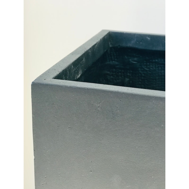 Kante Lightweight Concrete Modern Rectangle Outdoor Planter, 28 Inch Tall, Charcoal