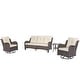 preview thumbnail 15 of 78, High Back Brown Wicker Outdoor Patio Conversation Sets with Swivel Chairs