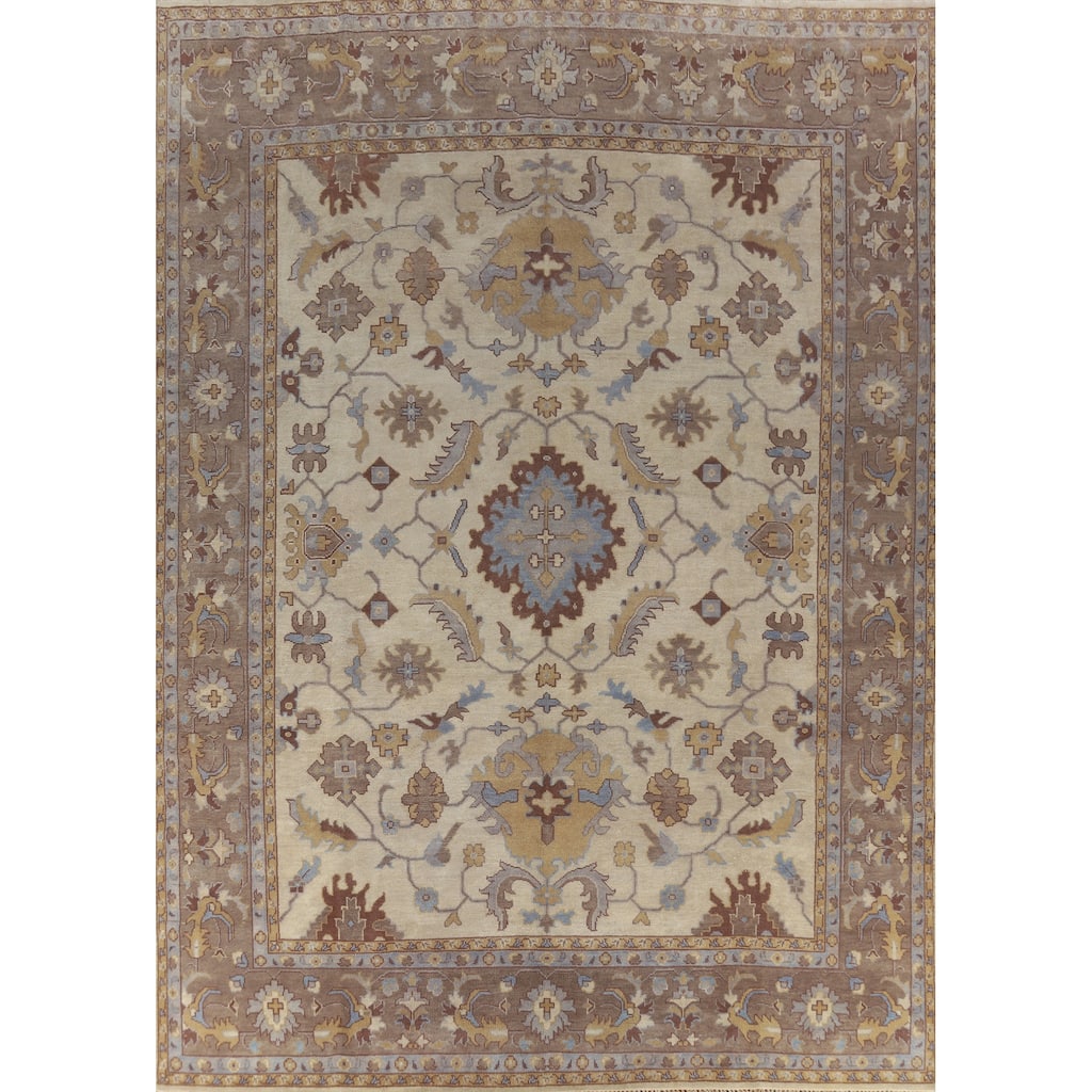 Earth Tone Oushak Indian Large Rug Handmade Wool Carpet - 11'9" x 14'10"