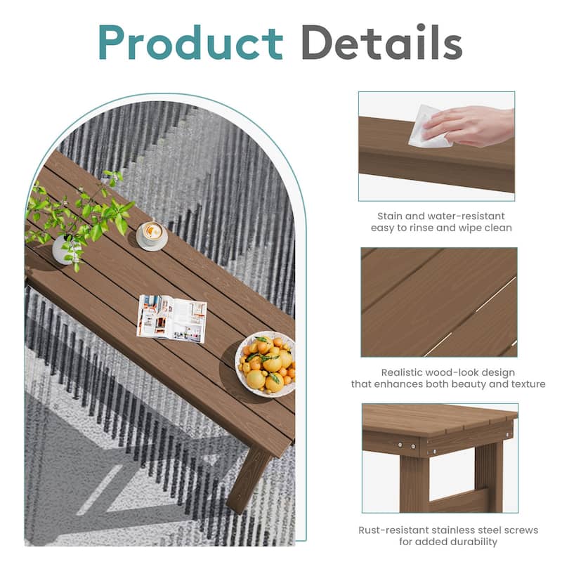 40-inch Outdoor Patio HDPE Pub Bar Table, Balcony Table