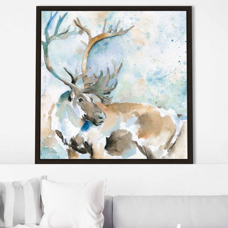 "Caribou On Blue" by Carol Robinson Print on Floating Canvas