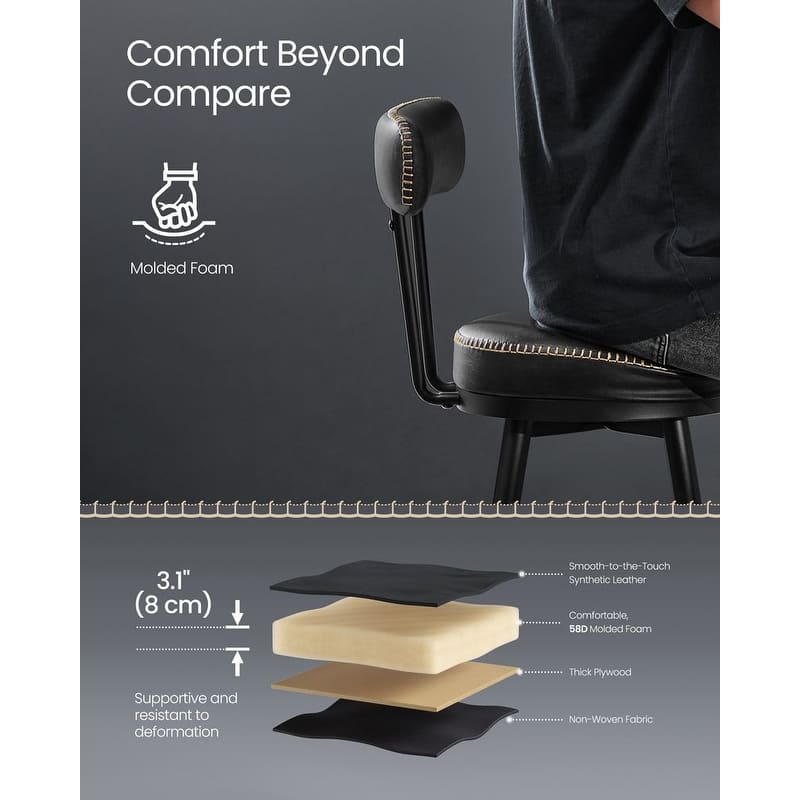 360 Swivel Bar Stools with Backrest and Steel Legs Footrest Perfect for Dining Room Set of 2