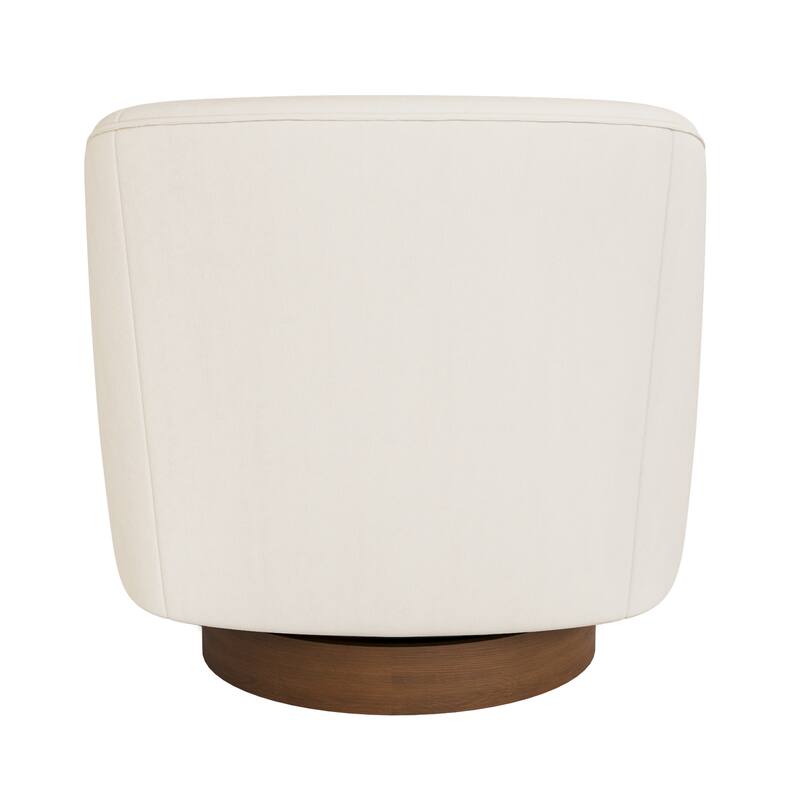 Modern Wooden Barrel Swivel Accent Chair Upholstery Armchair for Living Room