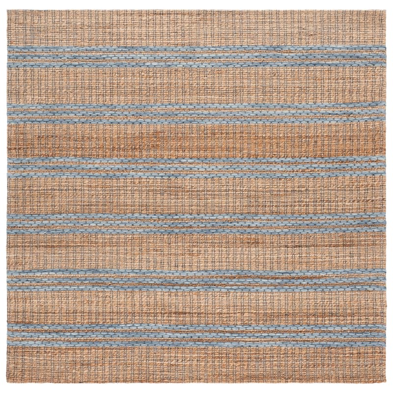Martha Stewart by SAFAVIEH Handmade Friedhilde Jute Rug - 6' Square - Natural/Light Blue