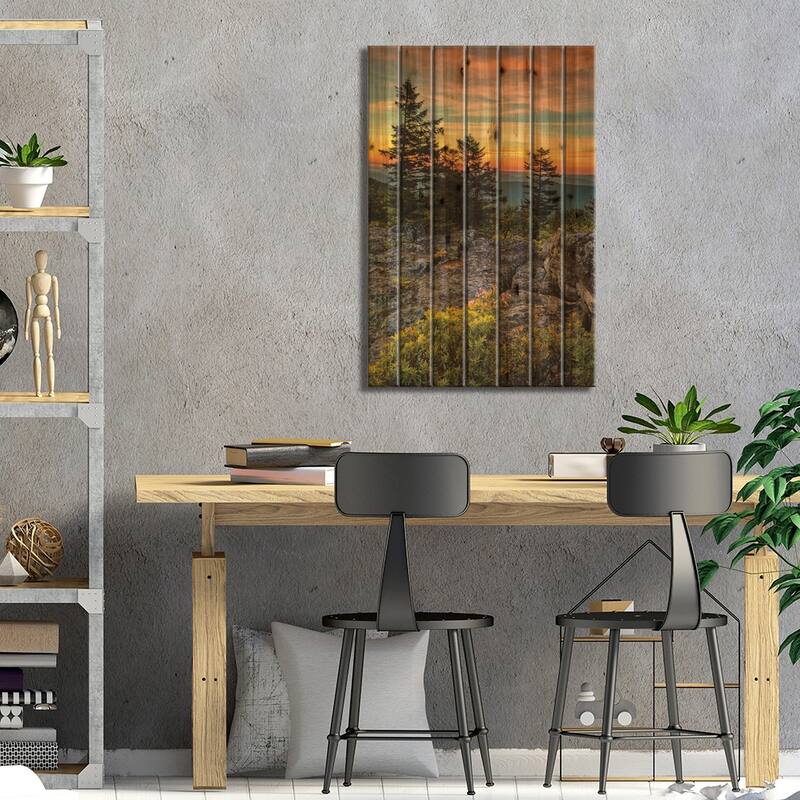 USA, West Virginia, Blackwater Falls State Park. Tree and landscape at sunset. Print On Wood by Jaynes Gallery - Multi-Color