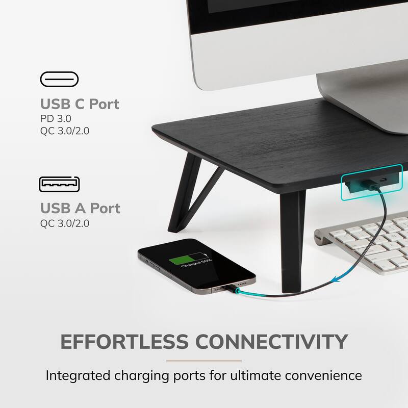 Jani Wood Monitor Stand Riser Desk - Ergonomic Design Stand, Desktop Organizer Table for Home, Office Workspace, Gaming Desk