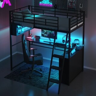[LED Design] Twin Size Metal Loft Bed