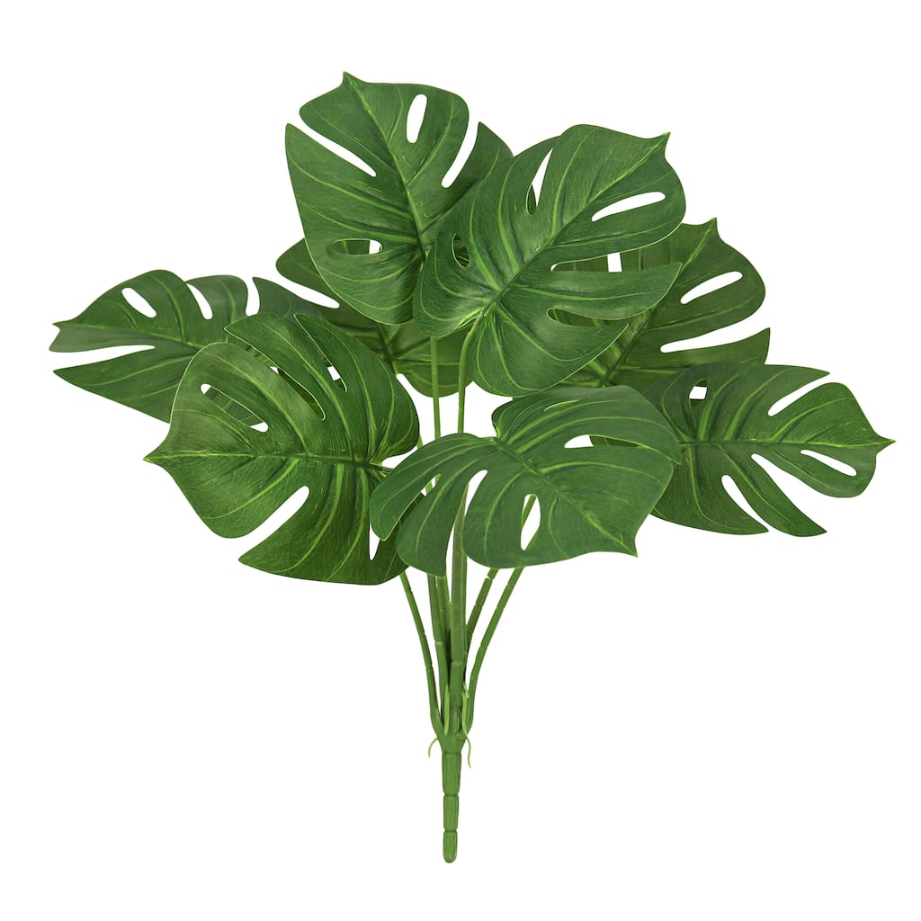 Set of 2 Artificial Split Leaf Philodendron Monstera Leaf Stem Plant Greenery Foliage Bush 22in - 22" L x 18" W x 18" DP
