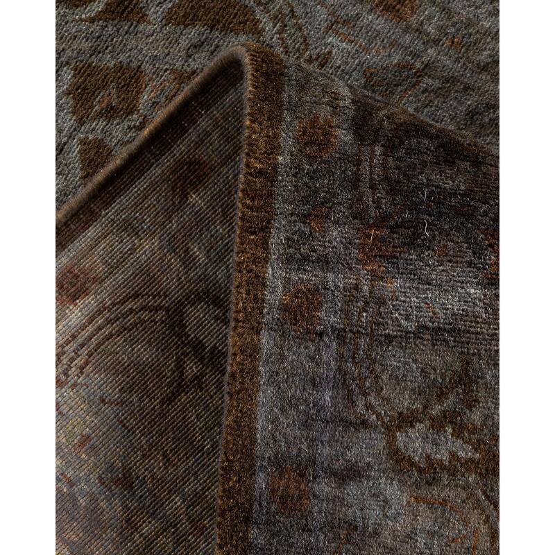Overton Hand Knotted Wool Vintage Inspired Modern Contemporary Overdyed Gray Runner Rug - 2' 7" x 10' 4"