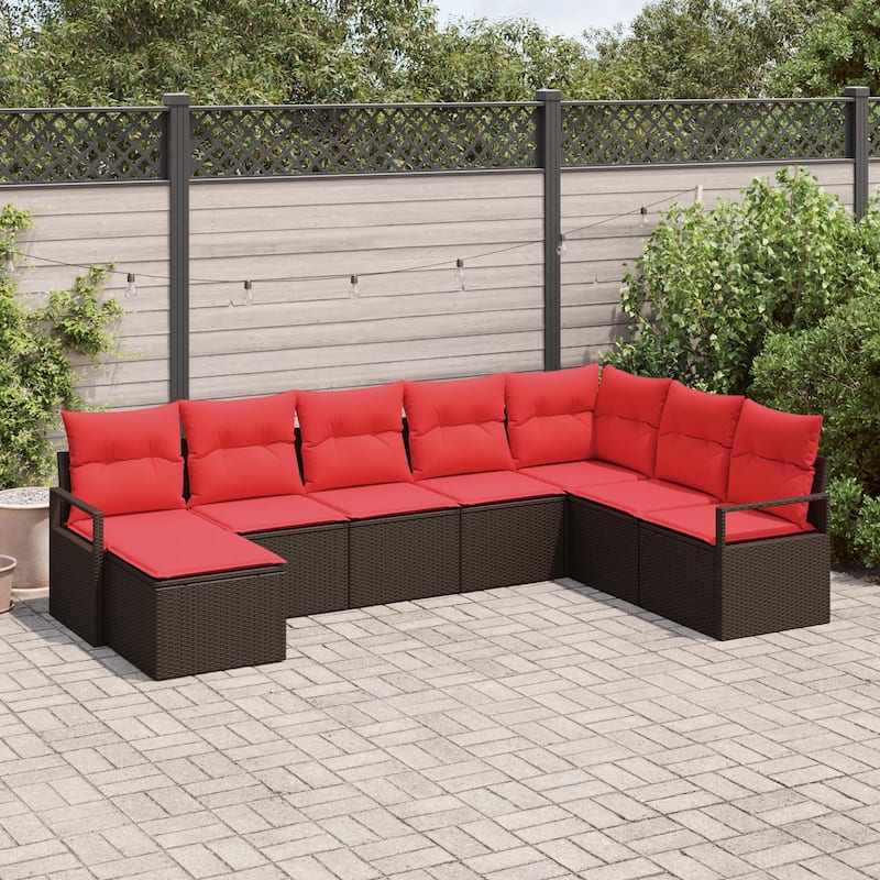vidaXL 9 Piece Garden Sofa Set with Cushions - 113×69.7×27.2 - Brown