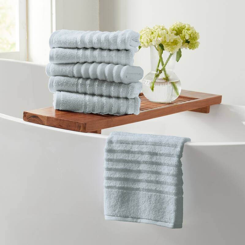 Linery & Co. Combed Cotton Bath Towel Set - Hand Towel (Pack of 6) - Light Blue