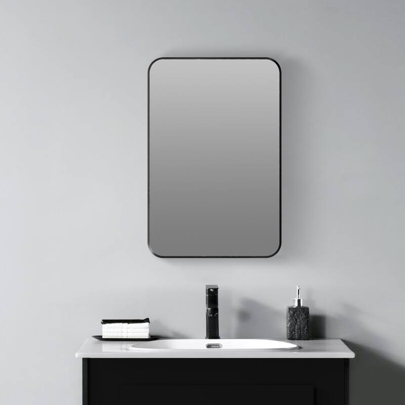 Topcraft Black Wall Mounted Aluminum Framed Medicine Cabinet