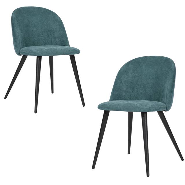 Carson Carrington Mid-Century Modern Velvet Dining Chair Set of 2 - Lake Green Fabric/Black