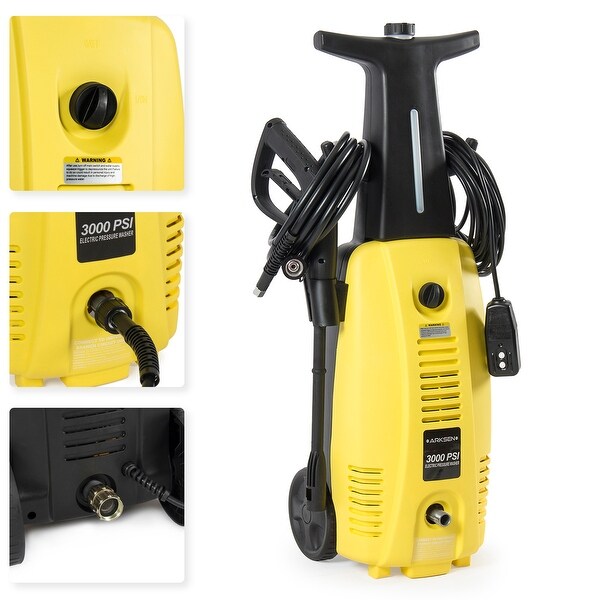 Shop Arksen 3000 Psi Burst Power Electric High Pressure Washer 2000 Watt Motor Yellow Overstock 15912117