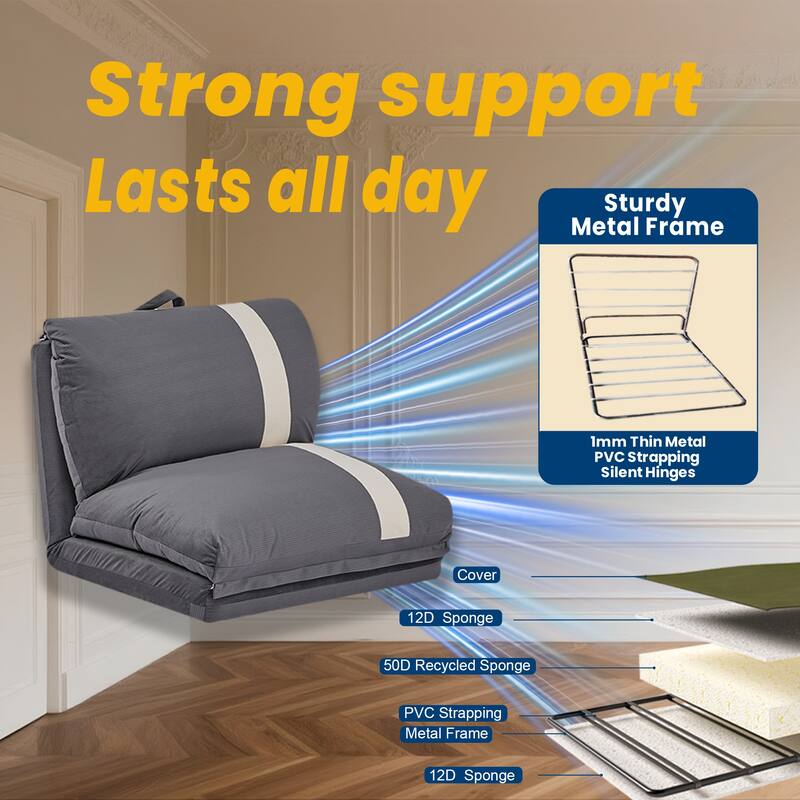 Adjustable Floor Sofa Bed for Adults & Pets - 6-Position Foldable Design with Corduroy Upholstery