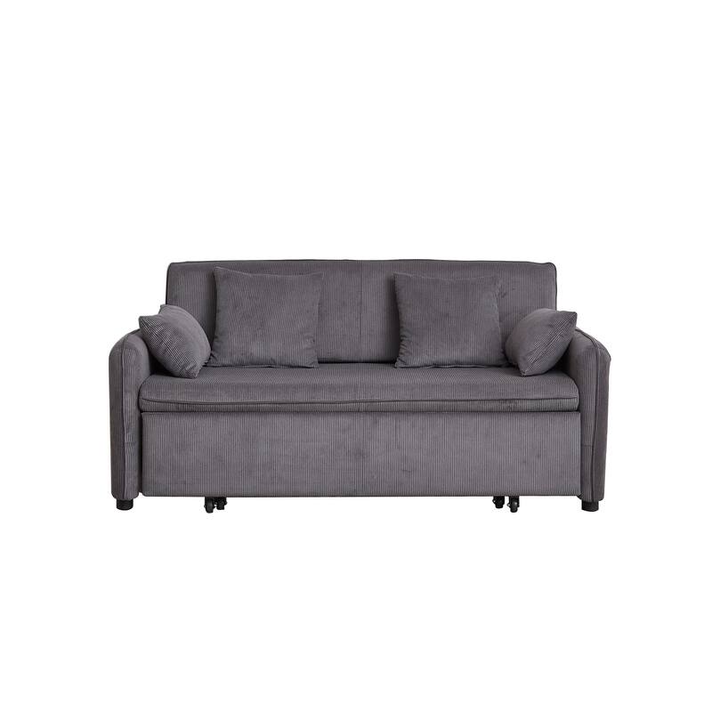 66 Inch Sleeper Sofa Bed Adjustable Sleeper With Pullout Bed 4 Pillows And Side Pockets Soft Convertible