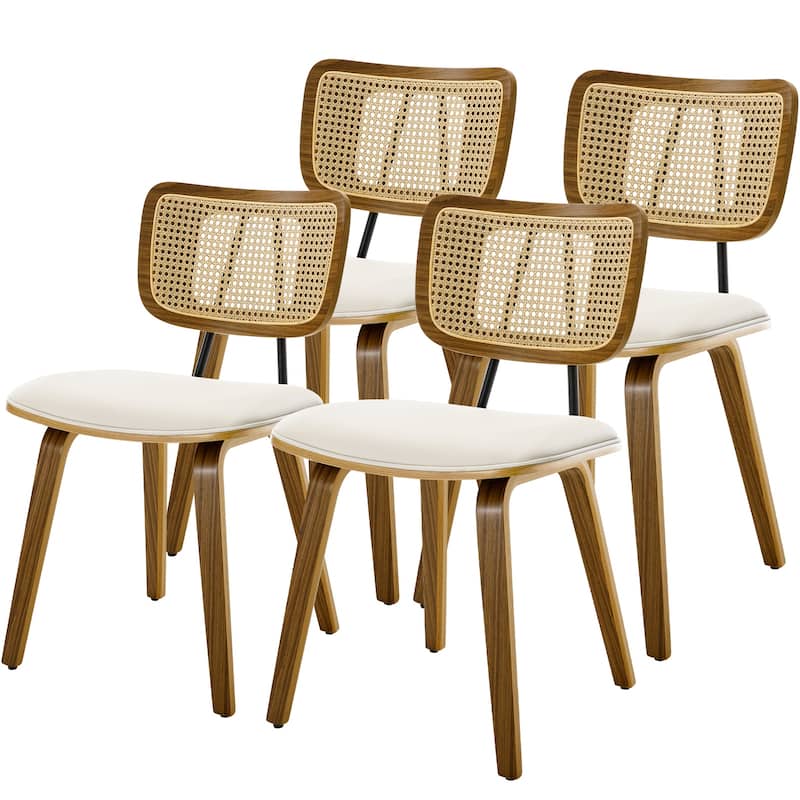 Faux Leather Upholstered Dining Chairs Set of 2/4 with Wood Legs - 32.3"H x 18.5"W x 21.8"D