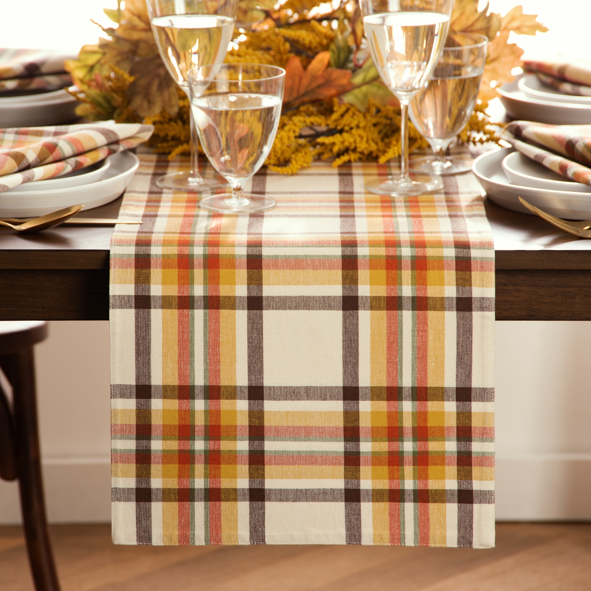Russet Harvest Woven Plaid Table Runner - 13x70