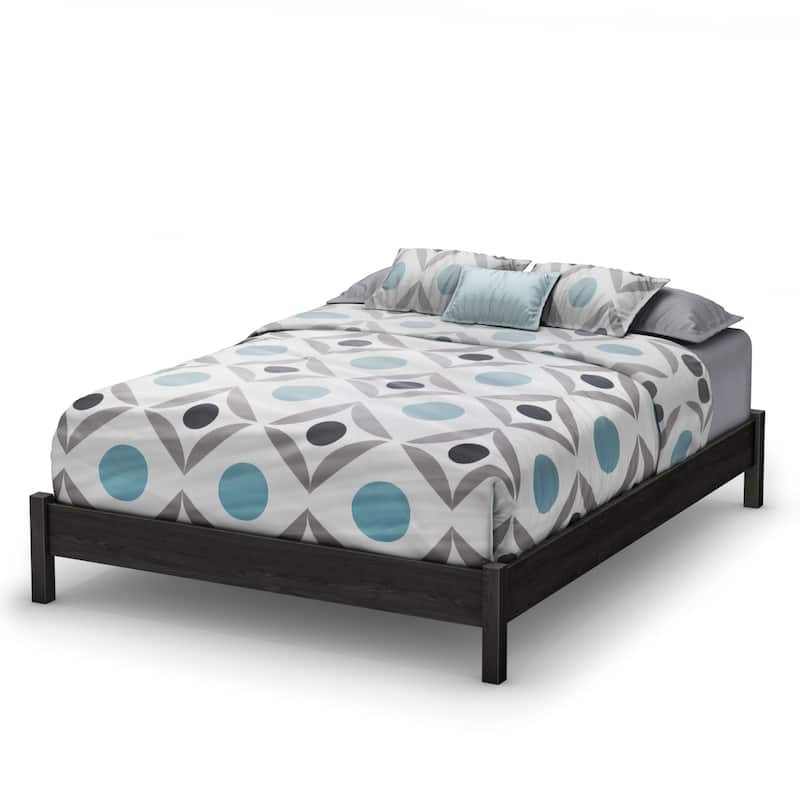 South Shore Tao Queen Platform Bed on Legs, no Headboard, Gray Oak