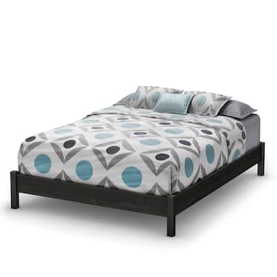 South Shore Tao Queen Platform Bed on Legs, no Headboard, Gray Oak
