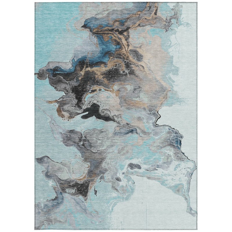 HomeRoots Abstract Modern Rectangle Outdoor Rug