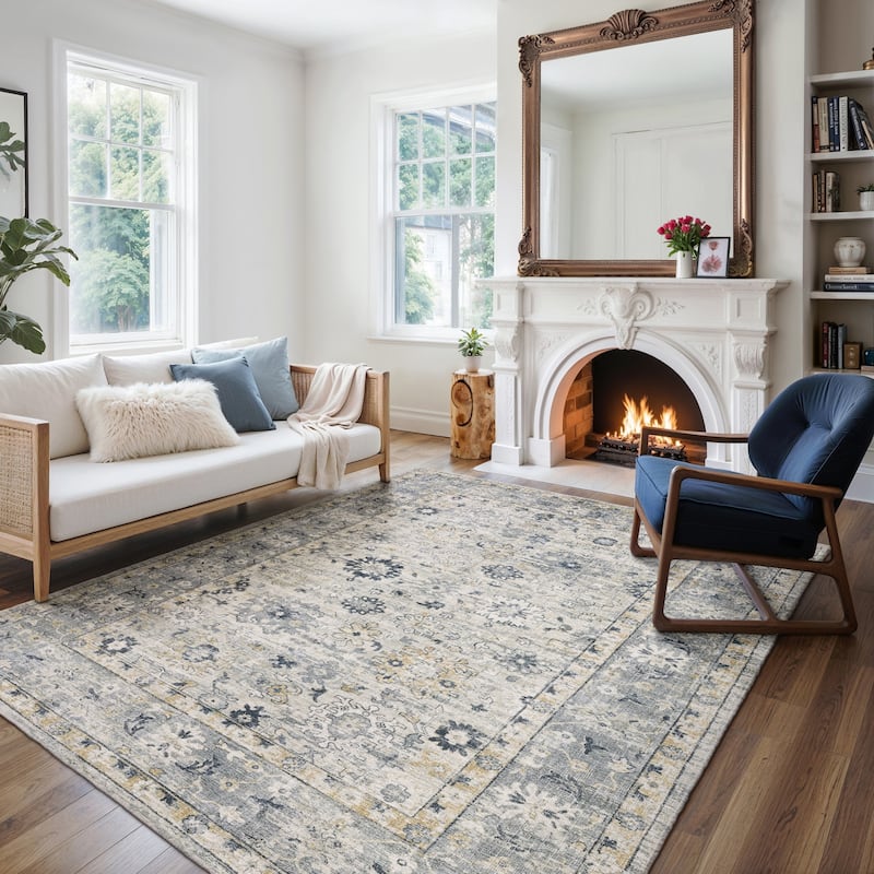 Style Haven Willett Oriental Area Rug. - 10' x 14' - Grey/Blue - Rectangle