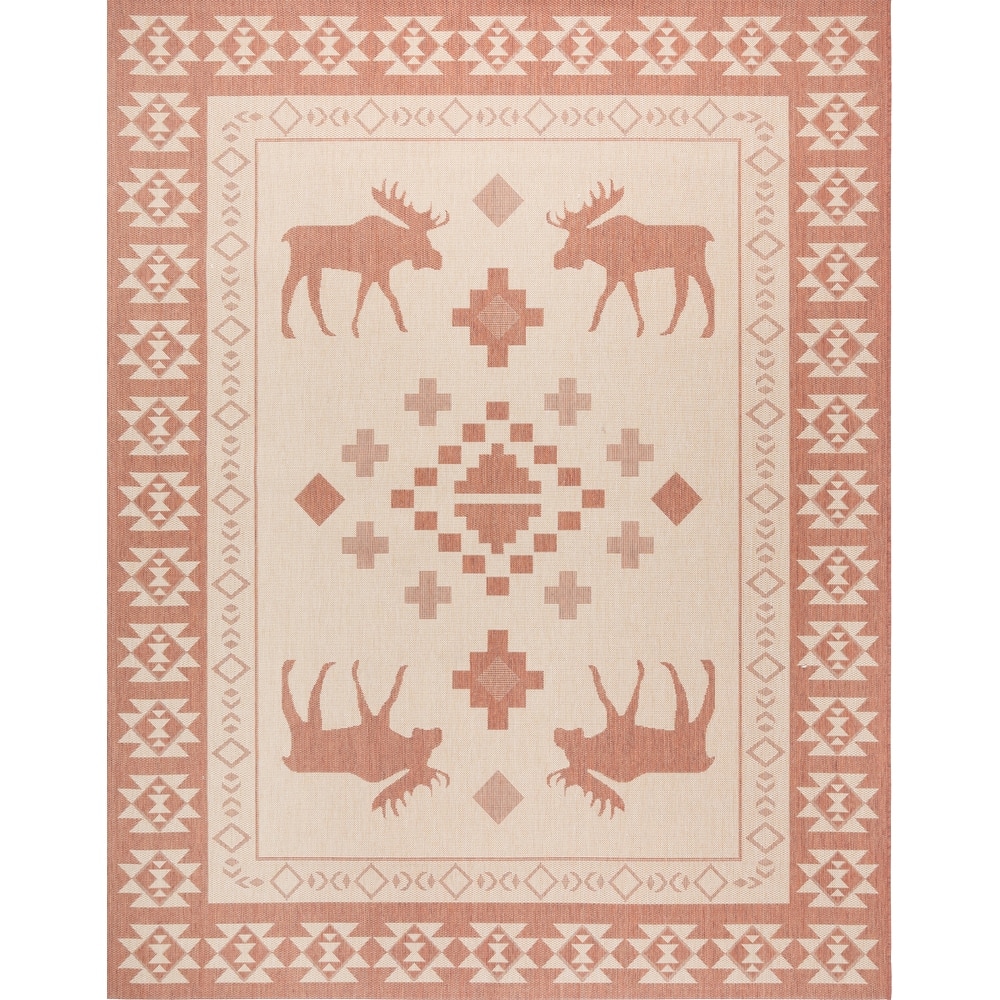 Gertmenian Paseo Yoder Rustic Tribal Moose Indoor/ Outdoor Area Rug