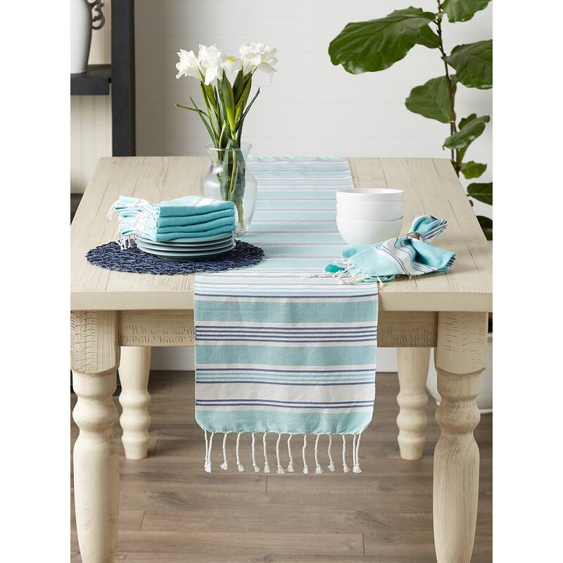 DII Tidal Stripe Fouta Table Runner 14x72