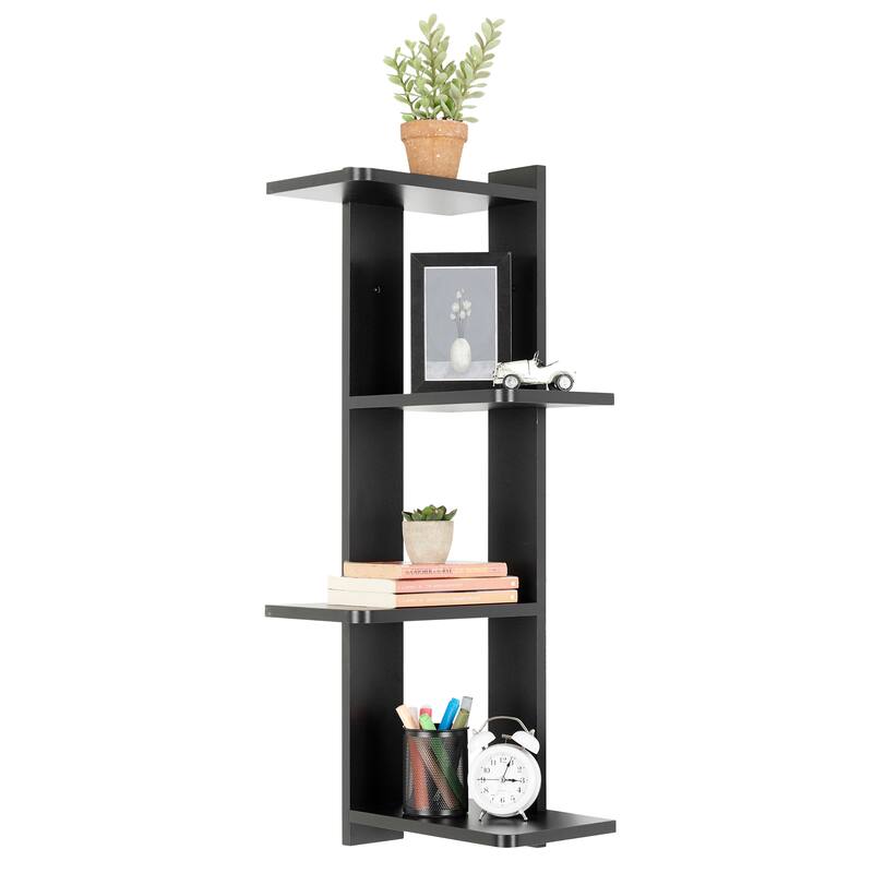 Danya B. Alvar Corner 4-Tier Floating Ledge Column Wall Shelf