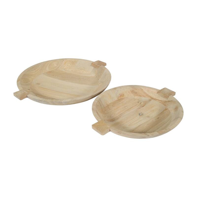 Sandblasted Oak Wooden Bowl Set of 2