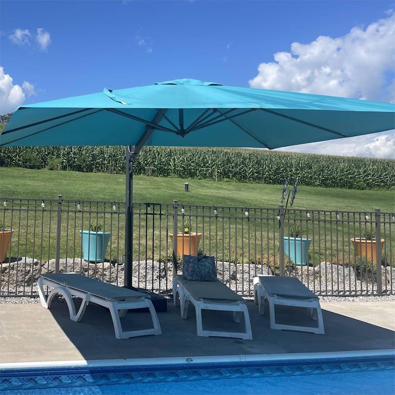 PURPLE LEAF Sturdy Heavy-duty Patio Cantilever Offset Umbrella with 360-degree Rotation