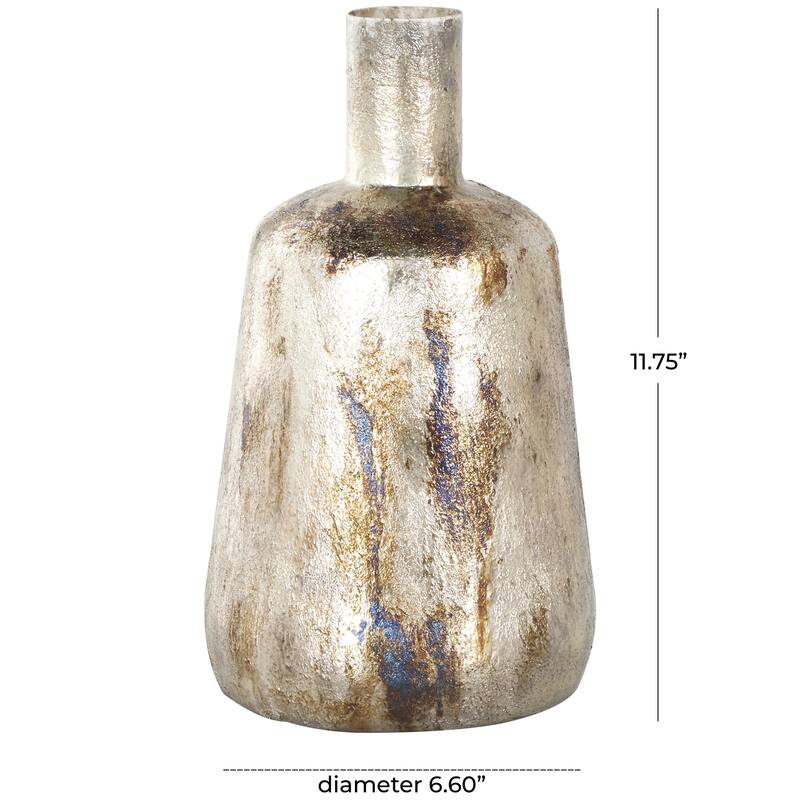 Metal Foiled Decorative Vase with Bronze and Blue Accents - Bronze - Roche River Decor