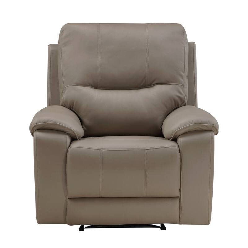 Perry 39 Inch Power Recliner Chair, USB, Solid Wood, Taupe Gray Microfiber