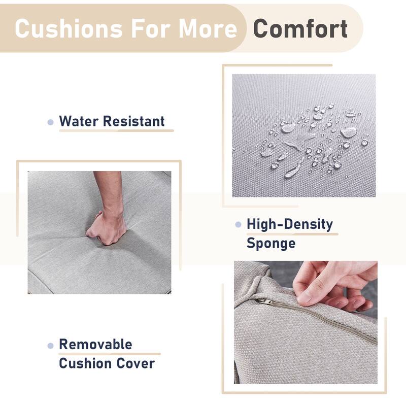 Fire Pit Table with 2 Swivel Chairs 2 Patio Chairs Brown-Beige - Brown