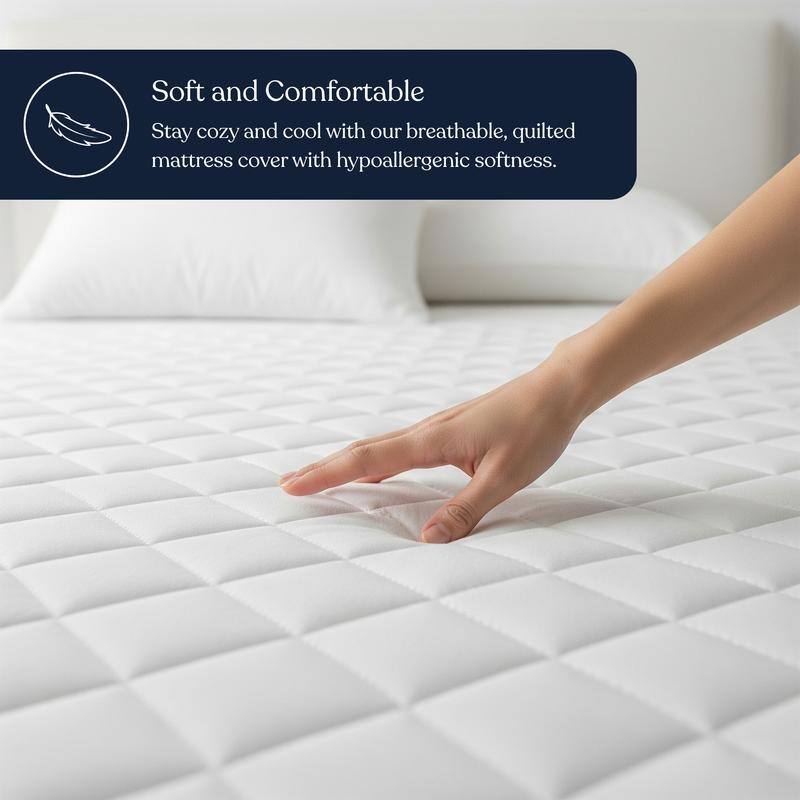 Delara 100% Organic Cotton Quilted Mattress Protector, GOTS Certified, Breathable, Ultra Soft 400 TC Long-Staple Cotton, White