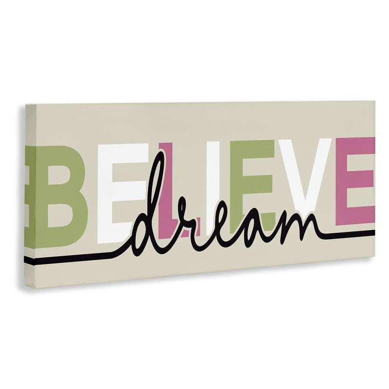Stupell Muted Believe & Dream Canvas Wall Art Design By Kim Allen