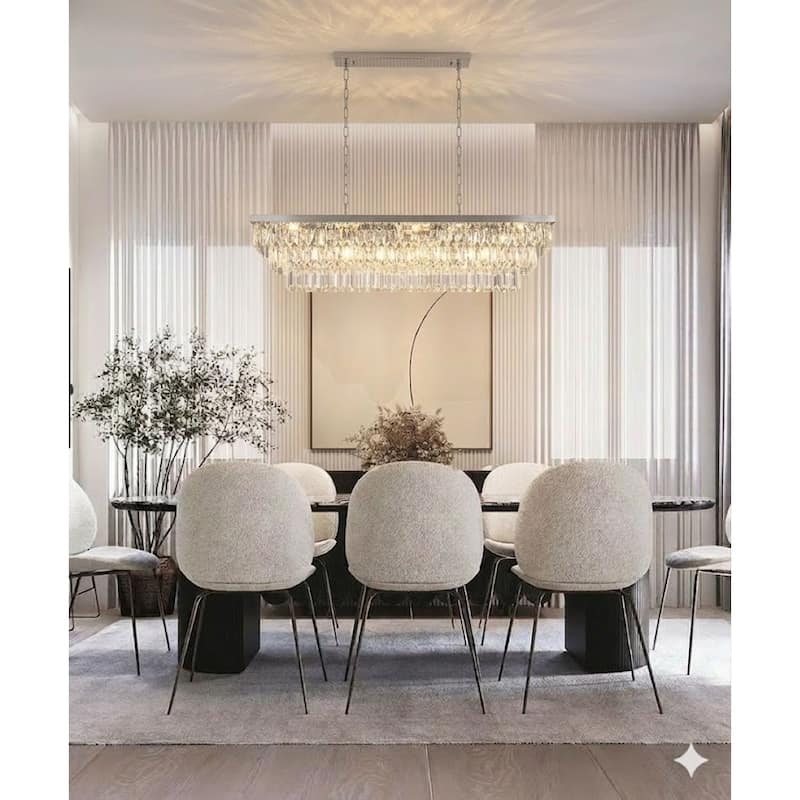 16 Light Chrome Metal Chandelier With Clear Crystal Accents