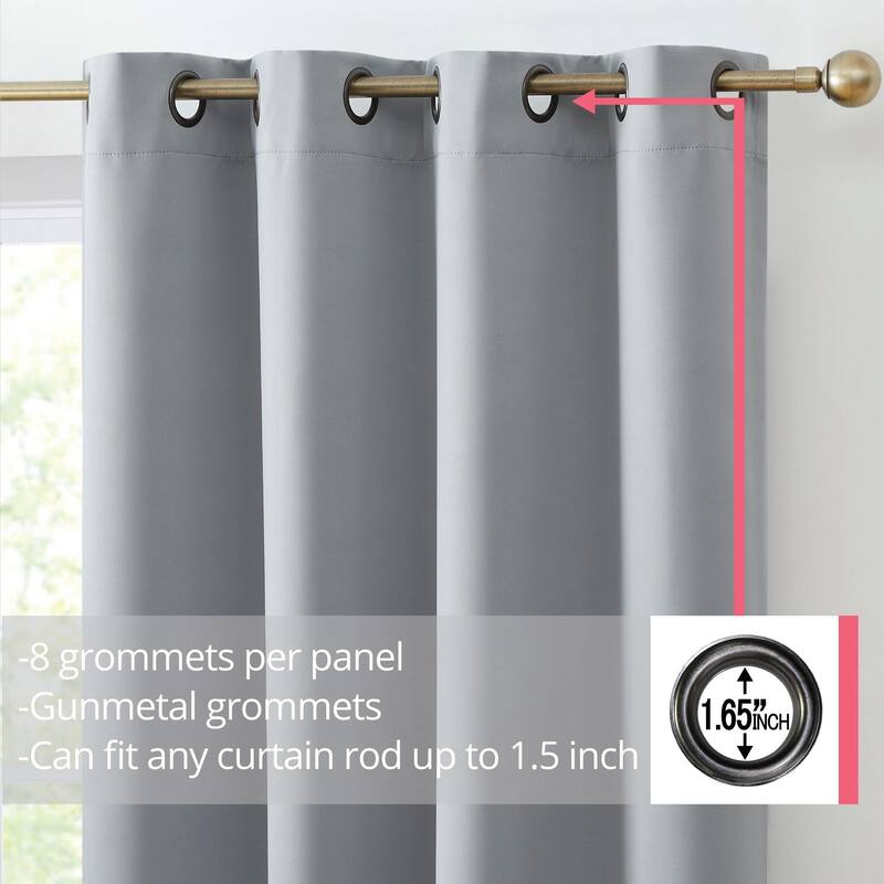 HLC.me Oxford Blackout Curtains - Thermal Insulated Window Treatment Grommet Panels, Set of 2