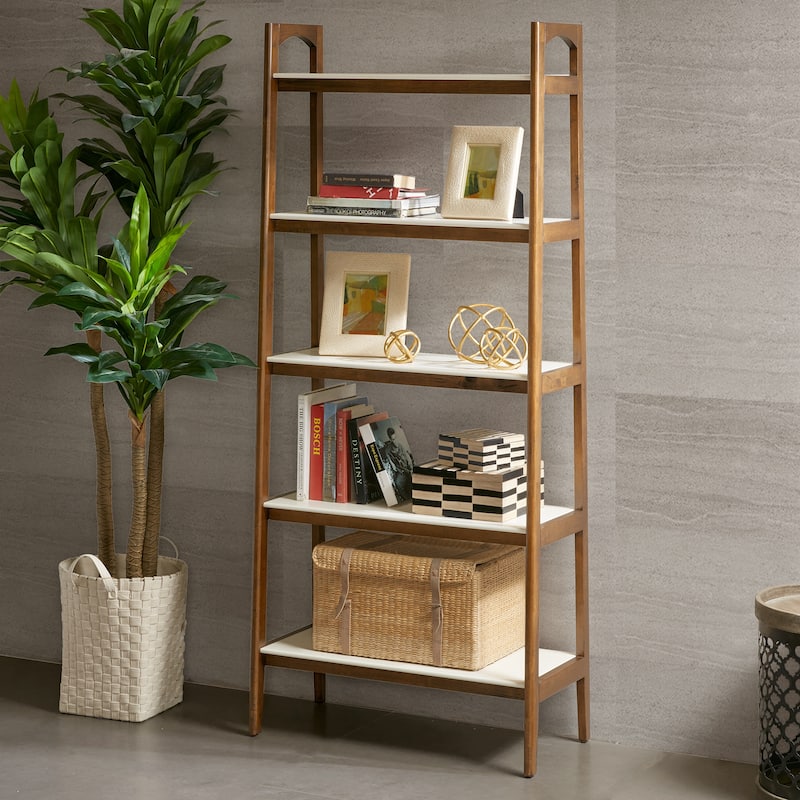 Madison Park Avalon Shelf/ Bookcase - Off-White/Pecan