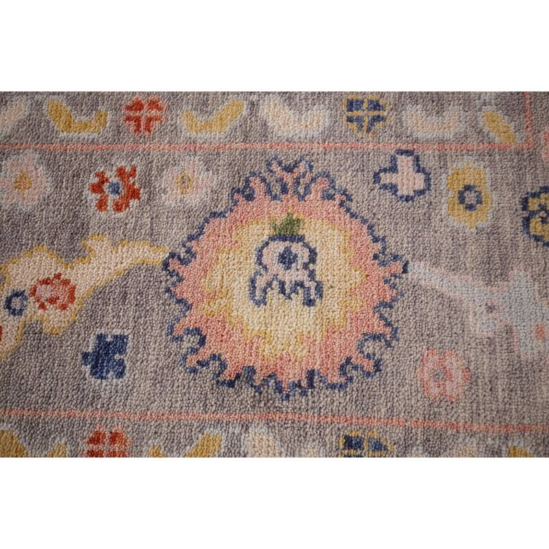All-Over Floral Oushak Oriental Area Rug Hand-Knotted Wool Carpet - 7'11"x 9'10"