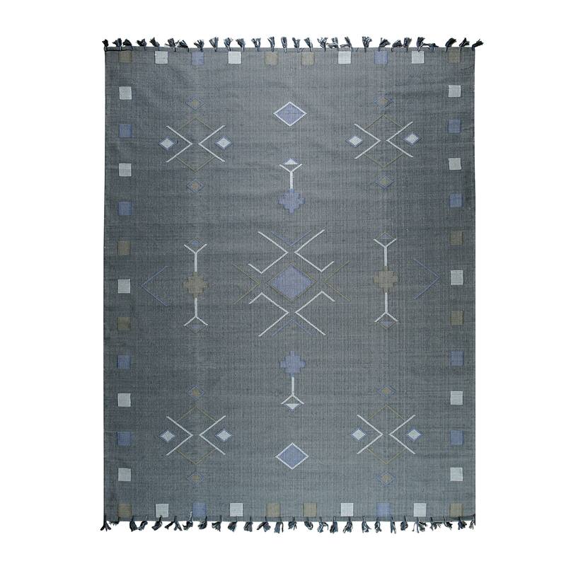 Hand-Knotted Cotton Flat Weave Rug, Grey, Stylish and Durable Area Rug for Enhancing the Comfort and Aesthetic Appeal